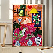 Papermoon Bild (Cat Lady, B x H: 40 x 50 cm, Mit Passepartout, Rahmen Eiche) | BAUHAUS