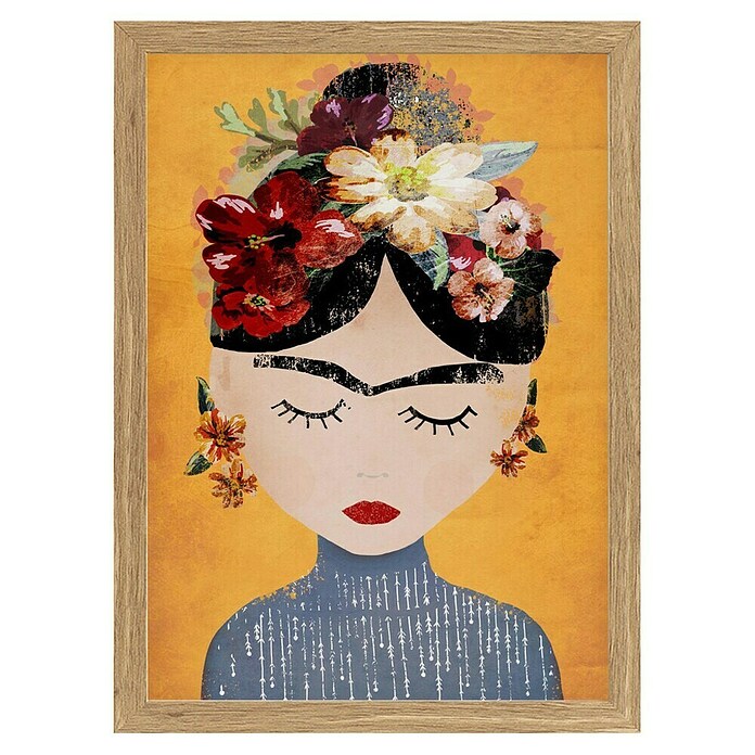 Papermoon Bild (Treechild Frida Gelb, B x H: 40 x 50 cm, Ohne Passepartout, Rahmen Eiche) | BAUHAUS