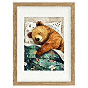 Papermoon Bild (Sleepy Bear, B x H: 70 x 100 cm, Mit Passepartout, Rahmen Eiche) | BAUHAUS
