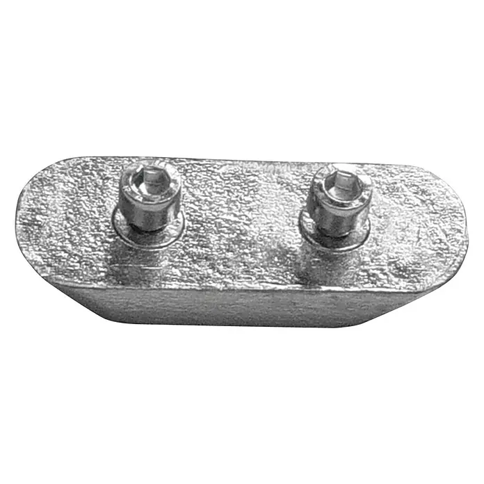 Opferanode - Zink, L x B x H: 60 x 23 x 12 mm, Salzwasser, Geeignet für: Trimmplatten - Metallplatte mit zwei Innensechskantschrauben. Ideal für industrielle Anwendungen und sichere Verbindungen.