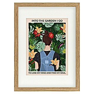 Papermoon Bild (Into the Garden, B x H: 60 x 80 cm, Mit Passepartout, Rahmen Eiche)