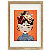 Papermoon Bild (Treechild Frida Orange, B x H: 40 x 50 cm, Mit Passepartout, Rahmen Eiche) | BAUHAUS