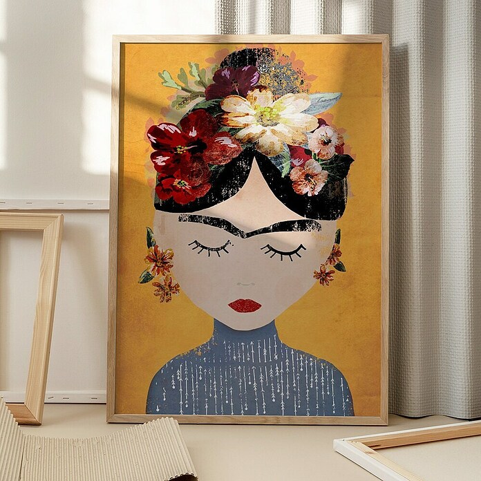 Papermoon Bild (Treechild Frida Gelb, B x H: 40 x 50 cm, Ohne Passepartout, Rahmen Eiche) | BAUHAUS