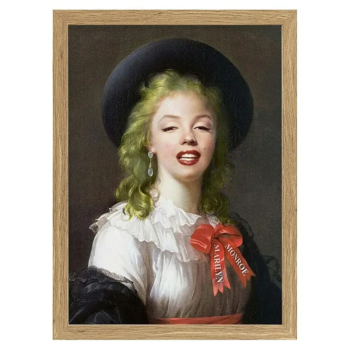 Papermoon Bild - Vintage Marilyn, B x H: 70 x 100 cm, Ohne Passepartout, Rahmen Eiche - Marilyn Monroe im klassischen Stil, gerahmt. Einzigartige Wanddekoration für Kunstliebhaber und Monroe-Fans.