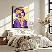 Papermoon Bild (Frida and Flowers, B x H: 80 x 110 cm, Mit Passepartout, Rahmen Eiche) | BAUHAUS