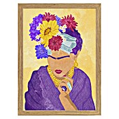 Papermoon Bild (Frida and Flowers, B x H: 70 x 100 cm, Ohne Passepartout, Rahmen Eiche) | BAUHAUS