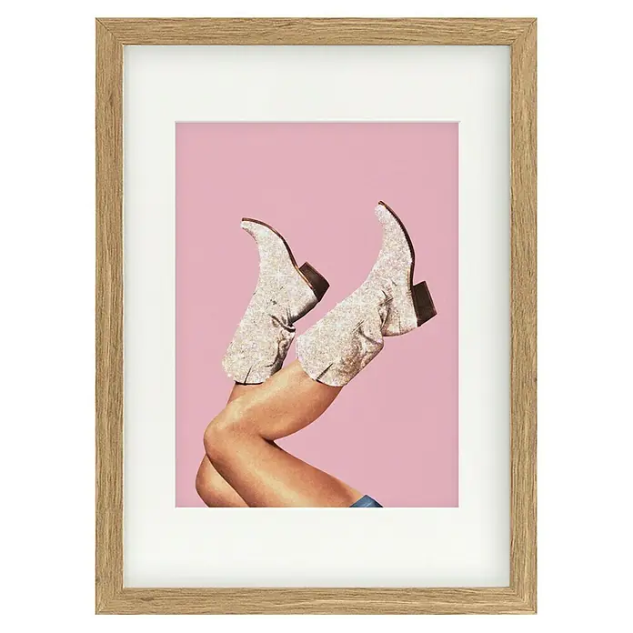 Papermoon BildBoots Glitter Pink, B x H: 60 x 80 cm, Mit Passepartout, Rahmen Eiche - Vorderansicht