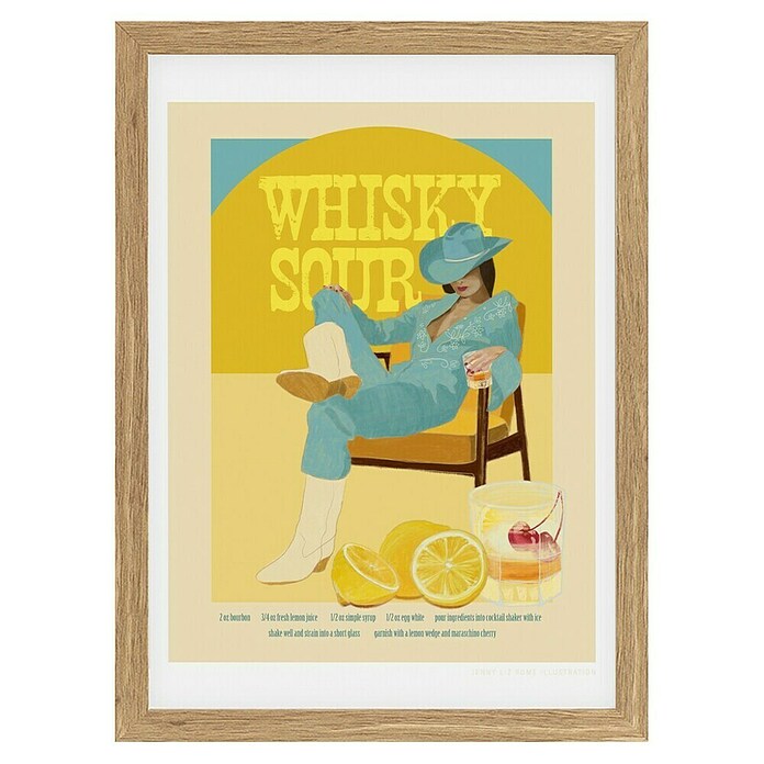 Papermoon Bild (Cocktails Whisky Sour, B x H: 100 x 140 cm, Ohne Passepartout, Rahmen Eiche) | BAUHAUS