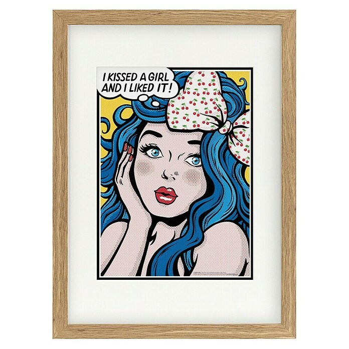 Papermoon Bild (I Kissed a Girl, B x H: 80 x 110 cm, Mit Passepartout, Rahmen Eiche) | BAUHAUS