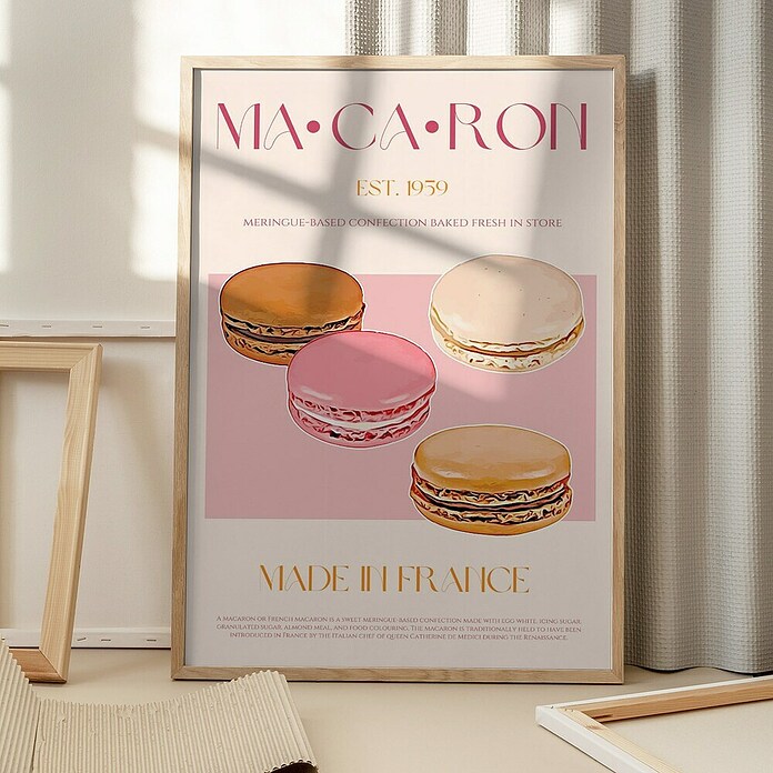 Papermoon Bild (French Macaron, B x H: 80 x 110 cm, Mit Passepartout, Rahmen Eiche) | BAUHAUS