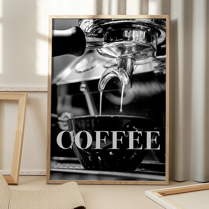Papermoon Bild (Coffee Text, B x H: 80 x 110 cm, Mit Passepartout, Rahmen Eiche) | BAUHAUS