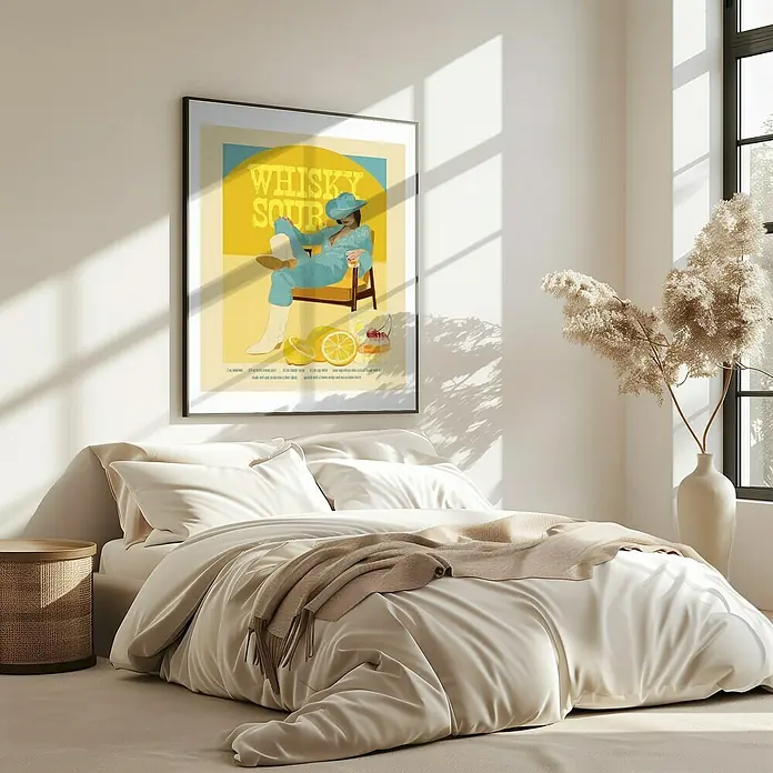 Papermoon Bild - Cocktails Whisky Sour, B x H: 50 x 70 cm, Mit Passepartout, Rahmen Eiche - Das stilvolle Whiskey Sour Poster verleiht jedem Raum eine besondere Note. Perfekt für Liebhaber klassischer Cocktails und stilvolles Design.