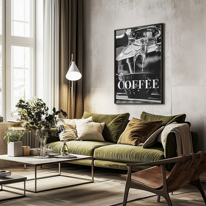 Papermoon Bild (Coffee Text, B x H: 70 x 100 cm, Mit Passepartout, Rahmen Schwarz) | BAUHAUS