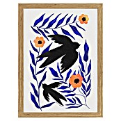Papermoon Bild (Swallow Flowers, B x H: 50 x 70 cm, Ohne Passepartout, Rahmen Eiche) | BAUHAUS