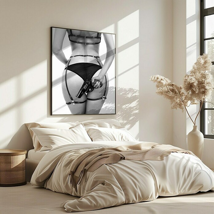 Papermoon Bild (Love & a loaded Gun, B x H: 80 x 110 cm, Mit Passepartout, Rahmen Eiche) | BAUHAUS