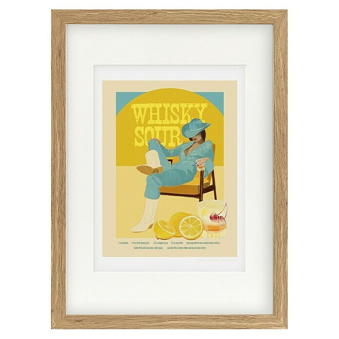 Papermoon Bild (Cocktails Whisky Sour, B x H: 40 x 50 cm, Mit Passepartout, Rahmen Eiche) | BAUHAUS