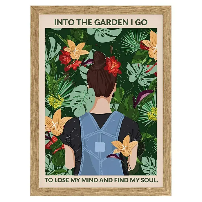 Papermoon BildInto the Garden, B x H: 60 x 80 cm, Ohne Passepartout, Rahmen Eiche - Vorderansicht