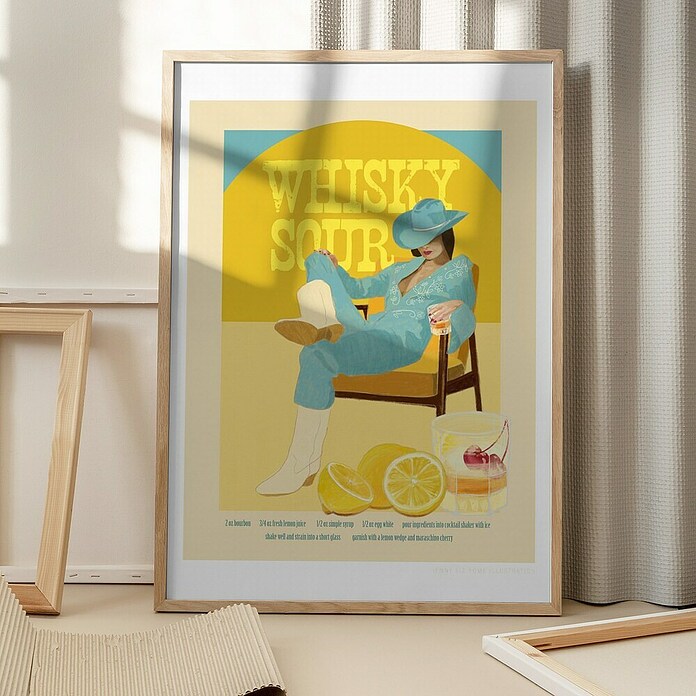 Papermoon Bild (Cocktails Whisky Sour, B x H: 100 x 140 cm, Ohne Passepartout, Rahmen Eiche) | BAUHAUS