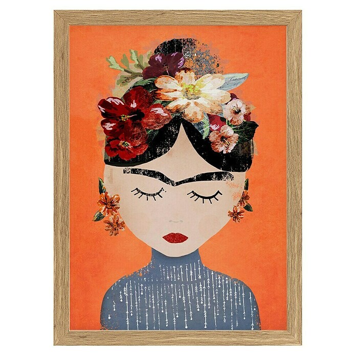 Papermoon Bild (Treechild Frida Orange, B x H: 40 x 50 cm, Ohne Passepartout, Rahmen Eiche) | BAUHAUS