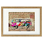 Papermoon Bild (VW Combi Art, B x H: 80 x 60 cm, Mit Passepartout, Rahmen Eiche) | BAUHAUS