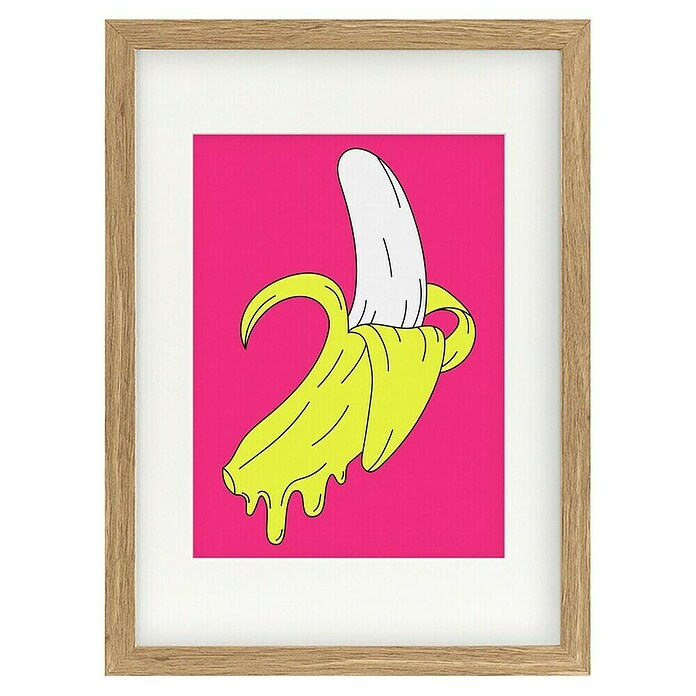 Papermoon Bild (Melting Pink Banana, B x H: 70 x 100 cm, Mit Passepartout, Rahmen Eiche) | BAUHAUS
