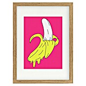 Papermoon Bild (Melting Pink Banana, B x H: 70 x 100 cm, Mit Passepartout, Rahmen Eiche) | BAUHAUS