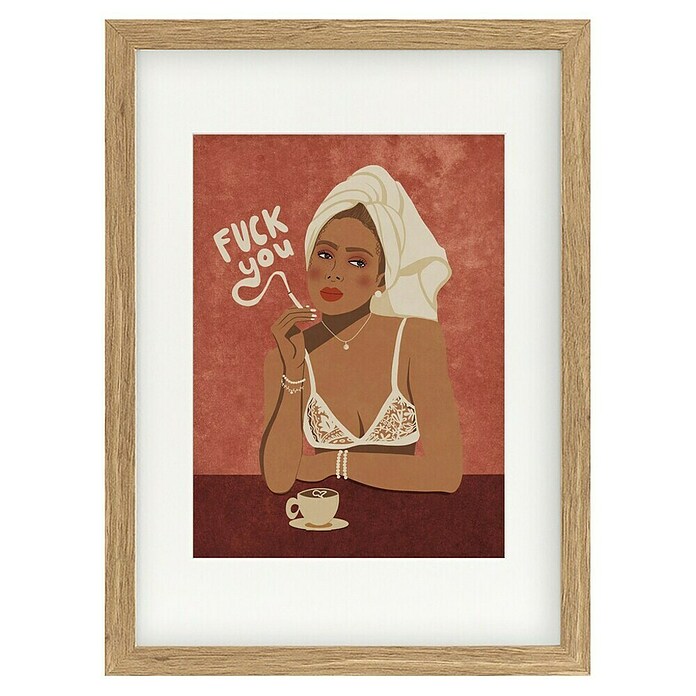 Papermoon Bild (Morning Coffee, B x H: 100 x 140 cm, Mit Passepartout, Rahmen Eiche) | BAUHAUS