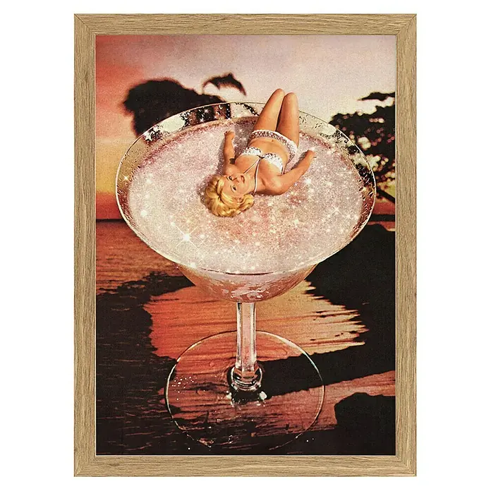 Papermoon BildPink Margarita, B x H: 70 x 100 cm, Ohne Passepartout, Rahmen Eiche - Vorderansicht