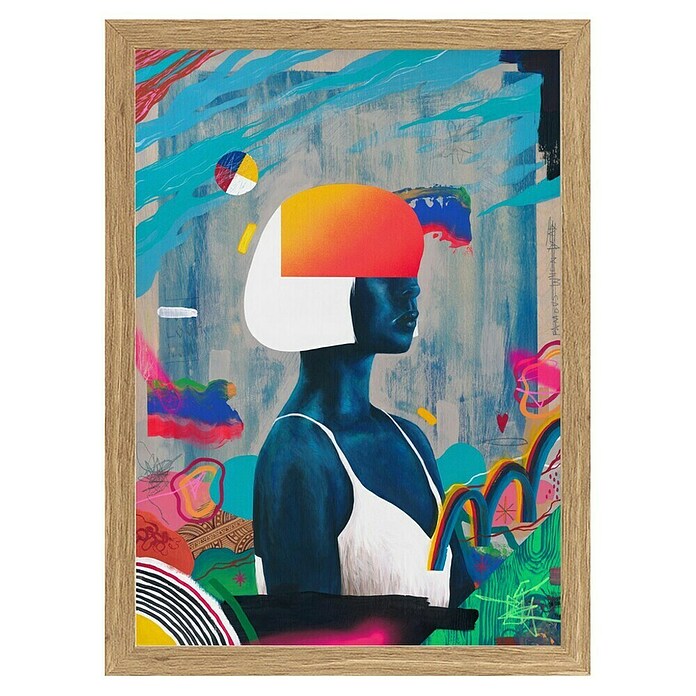 Papermoon Bild (Blue Girl, B x H: 40 x 50 cm, Ohne Passepartout, Rahmen Eiche) | BAUHAUS