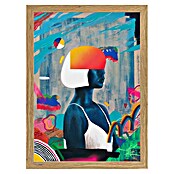 Papermoon Bild (Blue Girl, B x H: 40 x 50 cm, Ohne Passepartout, Rahmen Eiche) | BAUHAUS