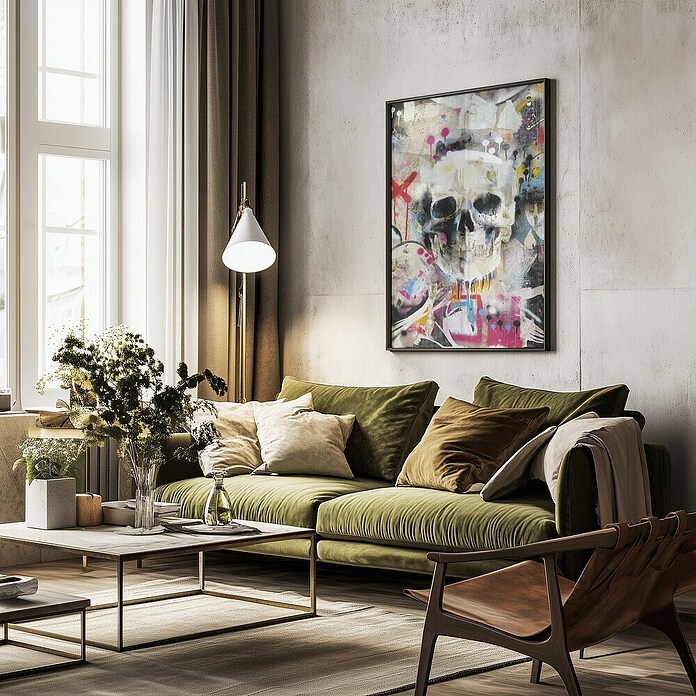 Papermoon Bild (Skull, B x H: 100 x 140 cm, Mit Passepartout, Rahmen Schwarz) | BAUHAUS