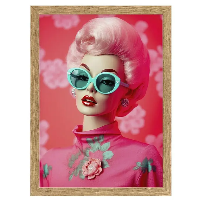 Papermoon BildOh Barbie No. 1, B x H: 40 x 50 cm, Ohne Passepartout, Rahmen Eiche - Vorderansicht