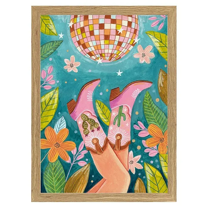Papermoon BildBoots and Disco, B x H: 60 x 80 cm, Ohne Passepartout, Rahmen Eiche - Vorderansicht