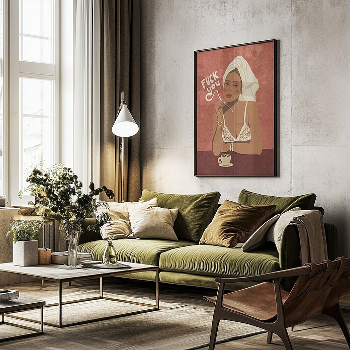 Papermoon Bild (Morning Coffee, B x H: 60 x 80 cm, Mit Passepartout, Rahmen Schwarz) | BAUHAUS