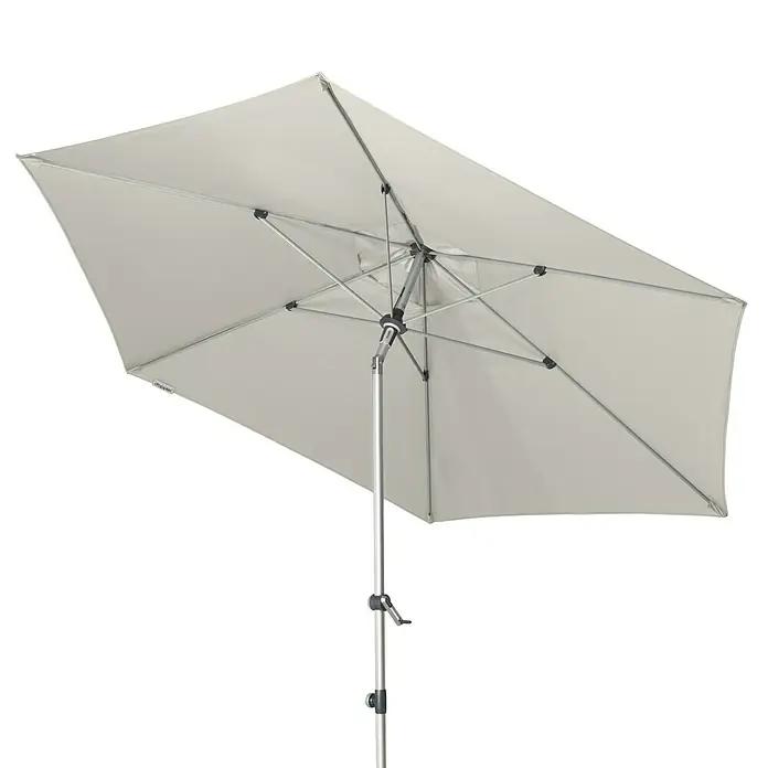 Doppler Expert Marktschirm rund Auto Tilt - Hellgrau, Durchmesser Bespannung: 320 cm - Ein rechteckiger Sonnenschirm in neutralem Farbton mit stabilen Metallstreben und einem robusten Mittelständer. Ideal für Garten und Terrasse.