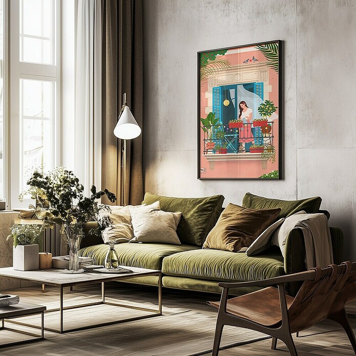 Papermoon Bild (Barcelona, B x H: 50 x 70 cm, Mit Passepartout, Rahmen Schwarz) | BAUHAUS