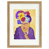 Papermoon Bild (Frida and Flowers, B x H: 80 x 110 cm, Mit Passepartout, Rahmen Eiche) | BAUHAUS