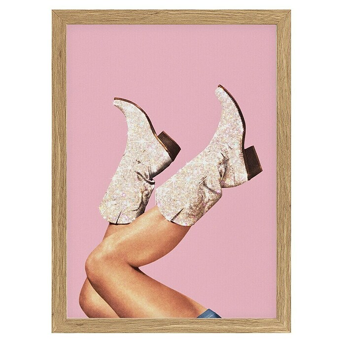Papermoon Bild (Boots Glitter Pink, B x H: 70 x 100 cm, Ohne Passepartout, Rahmen Eiche) | BAUHAUS