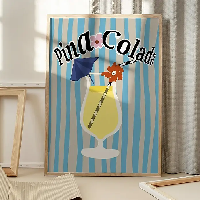 Papermoon BildPina Colada, B x H: 70 x 100 cm, Mit Passepartout, Rahmen Eiche - Stimmungsaufnahme
