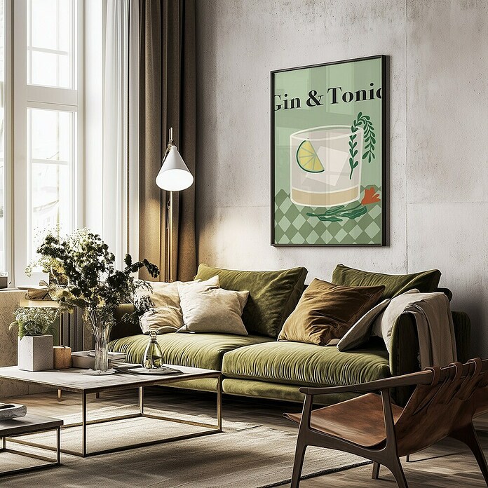 Papermoon Bild (Gin a Tonic, B x H: 100 x 140 cm, Mit Passepartout, Rahmen Schwarz) | BAUHAUS