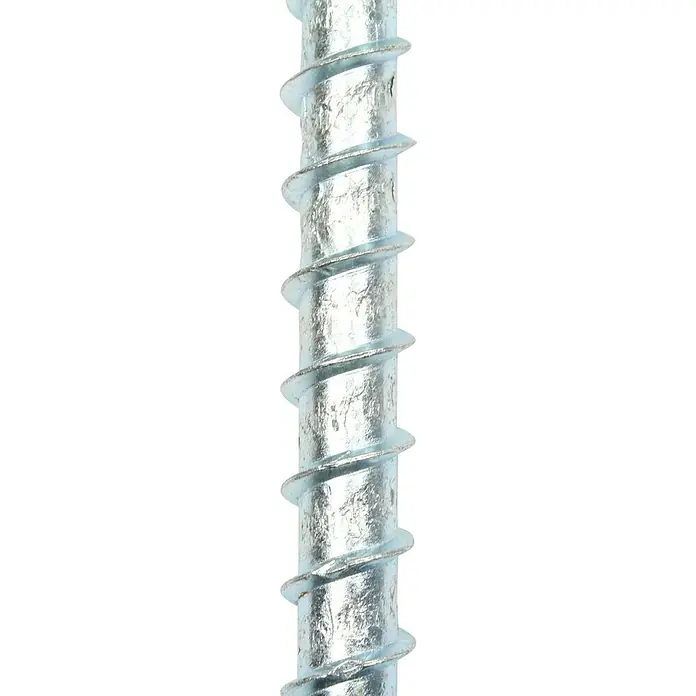Profi Depot Kombibetonschraube - Durchmesser: 7,5 mm, Länge: 60 mm, V 30, 50 Stk. - Nahaufnahme einer Schraube mit spiralförmigem Gewinde, ideal für Bau- und Heimwerkerprojekte.
