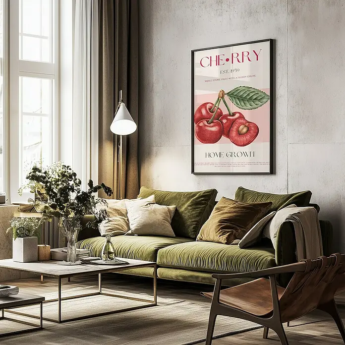 Papermoon BildSweet Red Cherries, B x H: 40 x 50 cm, Ohne Passepartout, Rahmen Schwarz - Stimmungsaufnahme