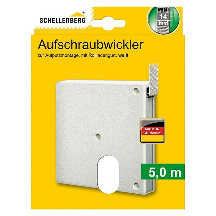 Schellenberg Aufschraubwickler (120 x 22 x 120 mm, Geeignet für: Rollladen-Mini-Systeme, Weiß)