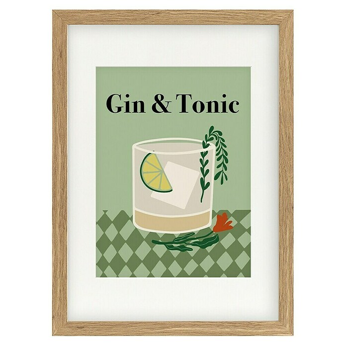 Papermoon Bild (Gin a Tonic, B x H: 50 x 70 cm, Mit Passepartout, Rahmen Eiche) | BAUHAUS