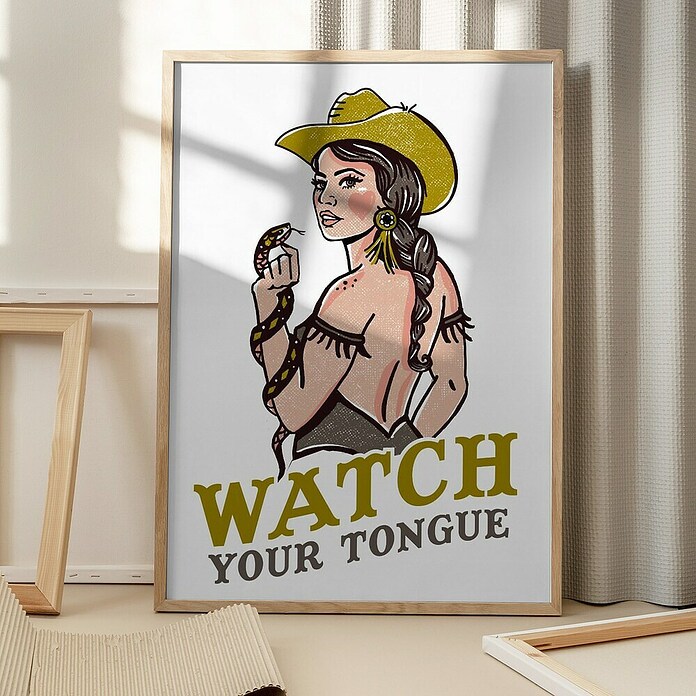 Papermoon Bild (Watch Your Tongue, B x H: 40 x 50 cm, Mit Passepartout, Rahmen Eiche) | BAUHAUS