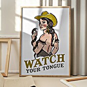 Papermoon Bild (Watch Your Tongue, B x H: 40 x 50 cm, Mit Passepartout, Rahmen Eiche) | BAUHAUS