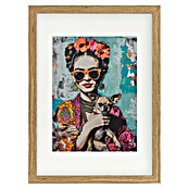 Papermoon Bild (Frida Chihuahua, B x H: 100 x 140 cm, Mit Passepartout, Rahmen Eiche) | BAUHAUS