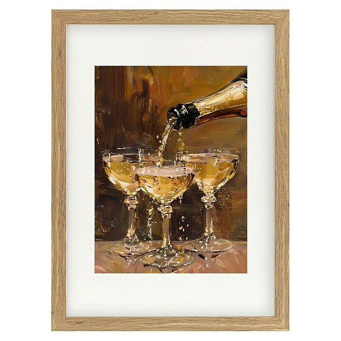 Papermoon Bild (Vintage Champagne, B x H: 40 x 50 cm, Mit Passepartout, Rahmen Eiche) | BAUHAUS