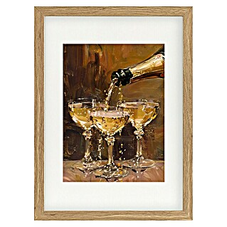 Papermoon Bild (Vintage Champagne, B x H: 40 x 50 cm, Mit Passepartout, Rahmen Eiche)