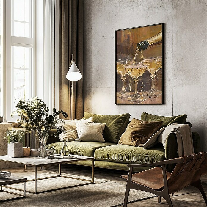 Papermoon Bild (Vintage Champagne, B x H: 100 x 140 cm, Ohne Passepartout, Rahmen Schwarz) | BAUHAUS
